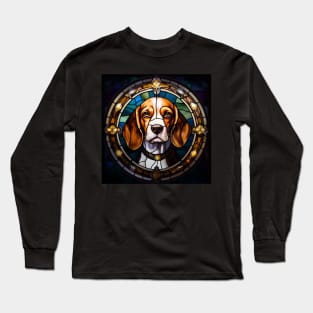 Beagle Stained Glass Circle Long Sleeve T-Shirt